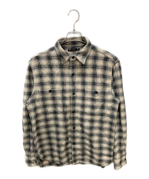 MINEDENIM（マインデニム）MINEDENIM (マインデニム) Vネックフランネルワークシャツ ベージュ サイズ:2の古着・服飾アイテム
