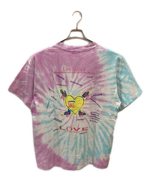 SAINT MICHAEL（セントマイケル）SAINT MICHAEL (セントマイケル) LM SS TEE / DOOR WRLD / TDYE / Tシャツ ピンク サイズ:XLの古着・服飾アイテム
