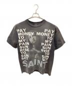 SAINT MICHAEL×PAY MONEY TO MY PAINセントマイケル×ペイ・マネー・トゥ・マイ ペイン）の古着「PTP SS TEE / STAY REAL」｜グレー