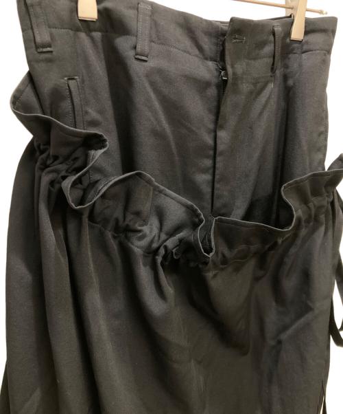 Yohji Yamamoto pour homme（ヨウジヤマモト プールオム）Yohji Yamamoto pour homme (ヨウジヤマモト プールオム) 皺ギャバ フロント ギャザー スカート ブラック サイズ:2の古着・服飾アイテム