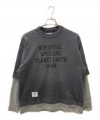 A BATHING APE×NOMANUALアベイシングエイプ×ノーマニュアル）の古着「レイヤードロングスリーブTシャツ」｜グレー