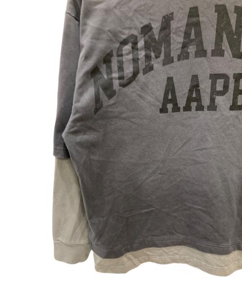 A BATHING APE（アベイシングエイプ）A BATHING APE (アベイシングエイプ) NOMANUAL (ノーマニュアル) レイヤードロングスリーブTシャツ グレー サイズ:Sの古着・服飾アイテム