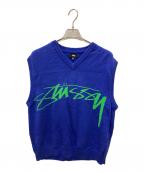 stussyステューシー）の古着「ニットベスト」｜ブルー