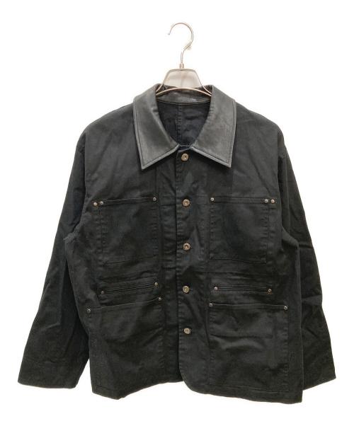 AIVER（アイバー）AIVER (アイバー) ﾚｻﾞｰ襟切替ダックカバーオールジャケット ブラック サイズ:Sの古着・服飾アイテム