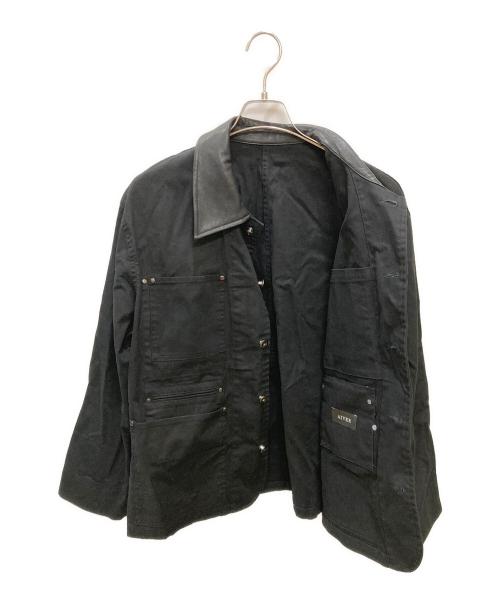 AIVER（アイバー）AIVER (アイバー) ﾚｻﾞｰ襟切替ダックカバーオールジャケット ブラック サイズ:Sの古着・服飾アイテム