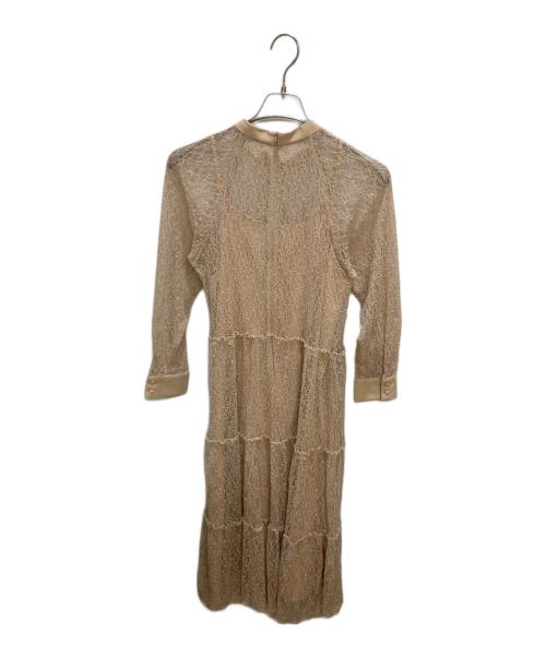 Ameri（アメリ）Ameri (アメリ) SHIRRING SHEER DRESS / レースワンピース ベージュ サイズ:Freeの古着・服飾アイテム