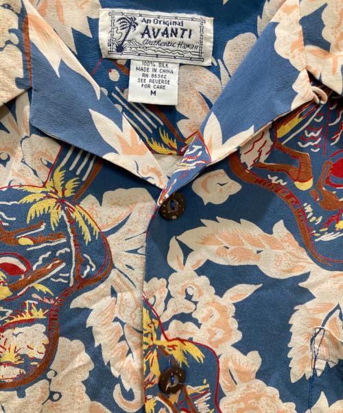 AVANTI（アヴァンティ）AVANTI (アヴァンティ) 古着シルクアロハシャツ ブルー サイズ:Mの古着・服飾アイテム
