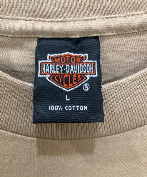 HARLEY-DAVIDSON（ハーレーダビッドソン）HARLEY-DAVIDSON (ハーレーダビッドソン) 配色プリントTシャツ ベージュ サイズ:Lの古着・服飾アイテム