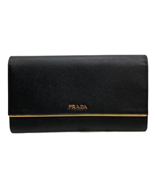 PRADA（プラダ）PRADA (プラダ) サフィアーノメタルロングウォレット ブラックの古着・服飾アイテム