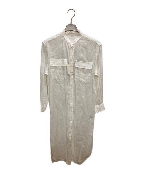 MACPHEE（マカフィー）MACPHEE (マカフィー) フレンチリネンバンドカラーロングシャツ ホワイト サイズ:36の古着・服飾アイテム