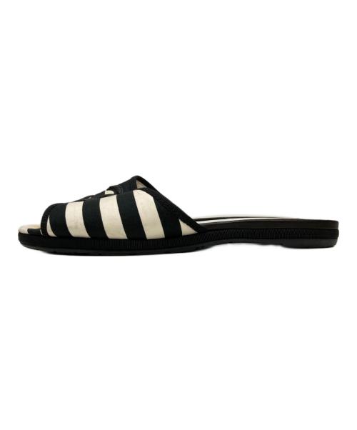 CHANEL（シャネル）CHANEL (シャネル) マリンボーダーココマークサンダル ブラック×ホワイト サイズ:SIZE 37Cの古着・服飾アイテム