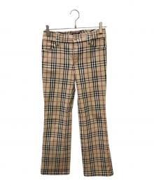 BURBERRY BLUE LABEL（バーバリー ブルー レーベル）の古着「ノヴァチェックフレアパンツ」｜ベージュ