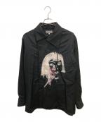 Yohji Yamamoto pour hommeヨウジヤマモト プールオム）の古着「刺繍装飾プリントシャツ」｜ブラック