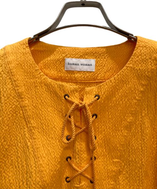 HUMAN WOMAN（ヒューマンウーマン）HUMAN WOMAN (ヒューマンウーマン) 半袖ブラウス オレンジ サイズ:M 未使用品の古着・服飾アイテム