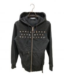 DIESEL（ディーゼル）の古着「ハトメデザインジップパーカー」｜ブラック