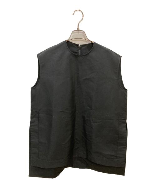 LOHEN（ローヘン）LOHEN (ローヘン) ハイカウント ダブルクロス スリーブレス ブラウス ブラック サイズ:Freeの古着・服飾アイテム
