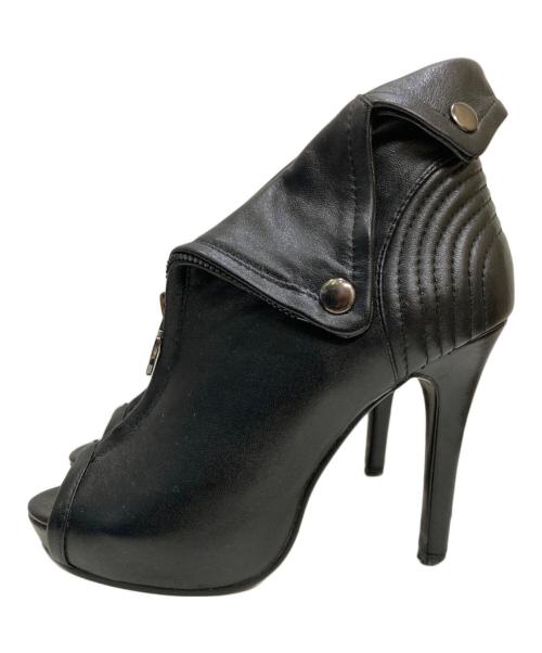 ALEXANDER McQUEEN（アレキサンダーマックイーン）ALEXANDER McQUEEN (アレキサンダーマックイーン) オープントゥスカルジッパーブーツ ブラック サイズ:34の古着・服飾アイテム