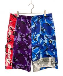 Aape BY A BATHING APE（エーエイプ バイ アベイシングエイプ）の古着「カモスウェットハーフパンツ」｜ブルー×パープル