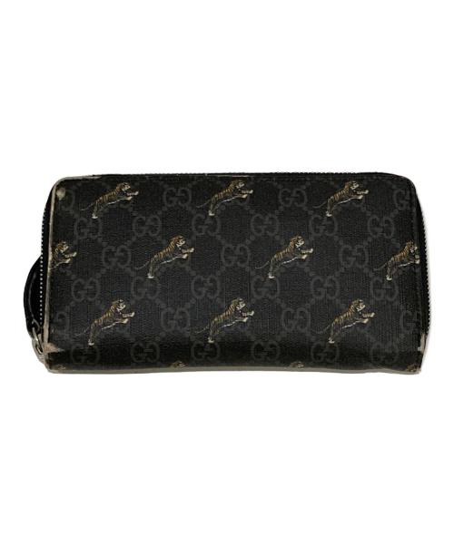 GUCCI（グッチ）GUCCI (グッチ) タイガープリント長財布 ブラックの古着・服飾アイテム