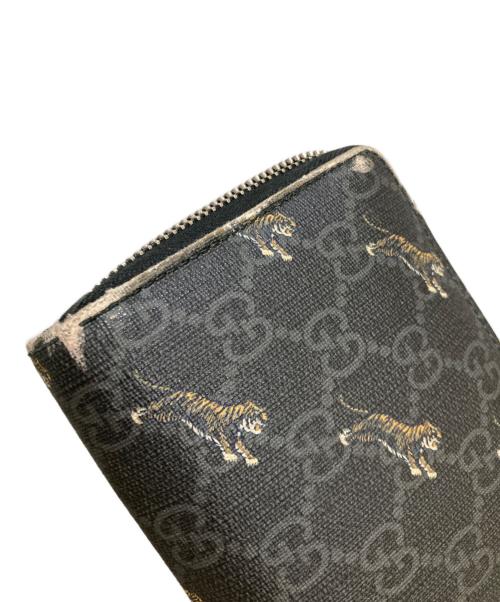 GUCCI（グッチ）GUCCI (グッチ) タイガープリント長財布 ブラックの古着・服飾アイテム