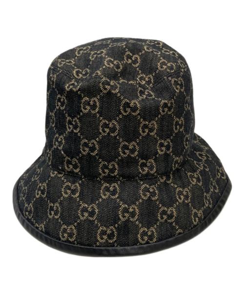 GUCCI（グッチ）GUCCI (グッチ) GGキャンバス デニムジャガードハット ブラック サイズ:Lの古着・服飾アイテム