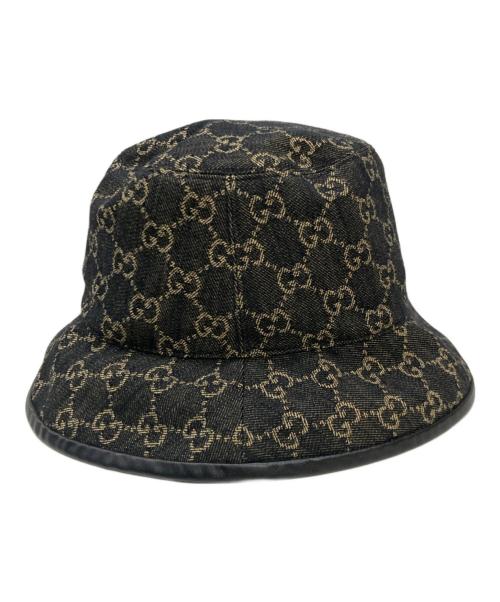 GUCCI（グッチ）GUCCI (グッチ) GGキャンバス デニムジャガードハット ブラック サイズ:Lの古着・服飾アイテム