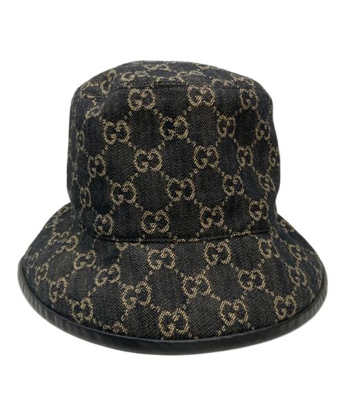 GUCCI（グッチ）GUCCI (グッチ) GGキャンバス デニムジャガードハット ブラック サイズ:Lの古着・服飾アイテム