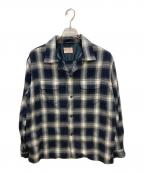TOWN CRAFTタウンクラフト）の古着「OMBRE W-FLAP 50S ROOP COLLAR SHIRTS」｜ブラック