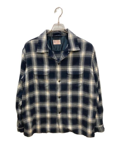 TOWN CRAFT（タウンクラフト）TOWN CRAFT (タウンクラフト) OMBRE W-FLAP 50S ROOP COLLAR SHIRTS ブラック サイズ:Lの古着・服飾アイテム