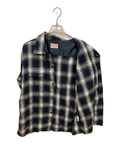 TOWN CRAFT（タウンクラフト）TOWN CRAFT (タウンクラフト) OMBRE W-FLAP 50S ROOP COLLAR SHIRTS ブラック サイズ:Lの古着・服飾アイテム