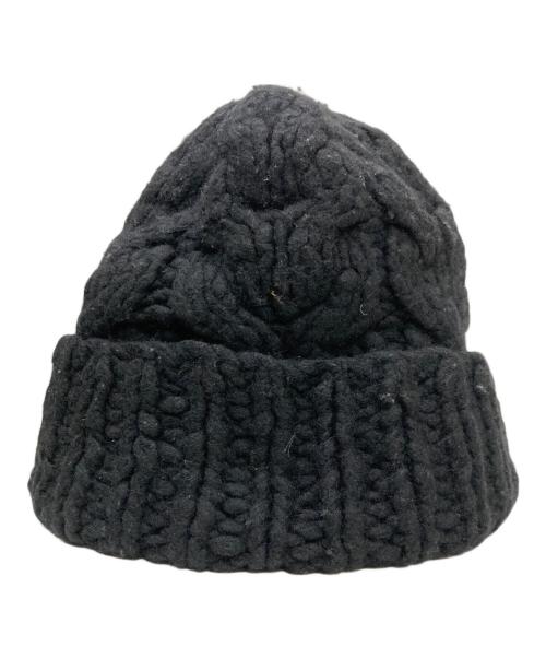 Martin Margiela 10（マルタン・マルジェラ 10）Martin Margiela 10 (マルタン・マルジェラ 10) ケーブルニット帽 ブラックの古着・服飾アイテム