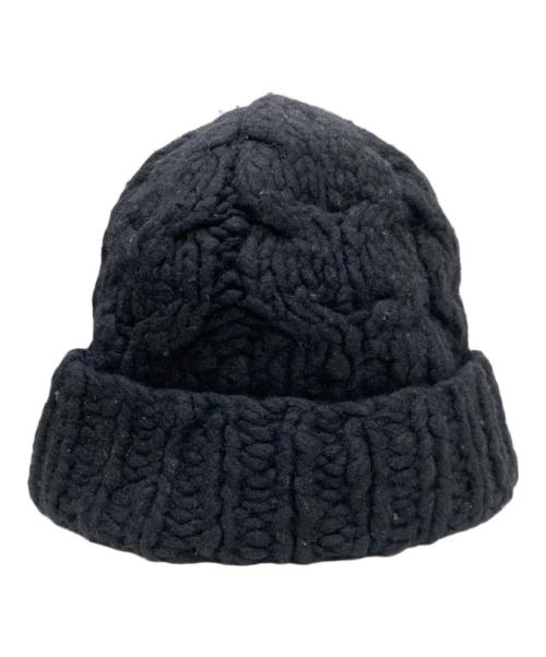 Martin Margiela 10（マルタン・マルジェラ 10）Martin Margiela 10 (マルタン・マルジェラ 10) ケーブルニット帽 ブラックの古着・服飾アイテム