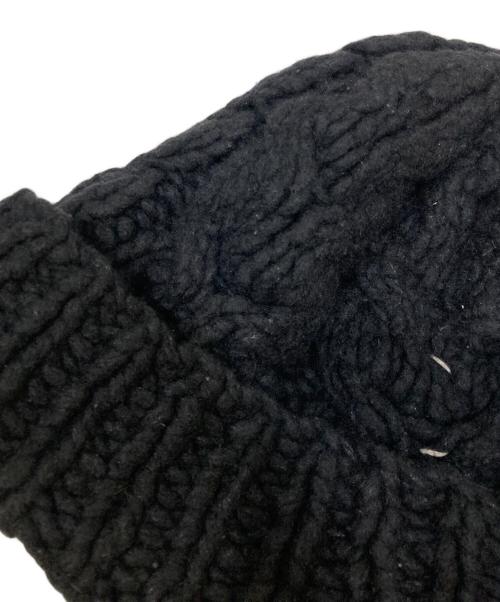 Martin Margiela 10（マルタン・マルジェラ 10）Martin Margiela 10 (マルタン・マルジェラ 10) ケーブルニット帽 ブラックの古着・服飾アイテム