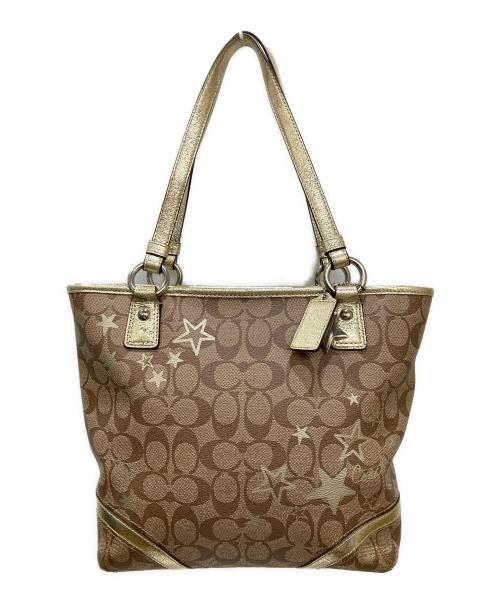 COACH（コーチ）COACH (コーチ) ヘリテージ シグネチャー スター トートバッグ ベージュの古着・服飾アイテム