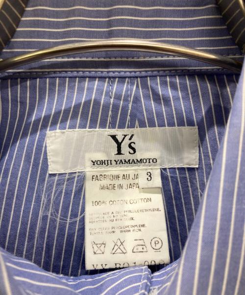 Y's（ワイズ）Y's (ワイズ) シェイプフレアストライプシャツ ブルー サイズ:3の古着・服飾アイテム