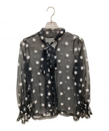 UNITED ARROWS（ユナイテッドアローズ）の古着「チュールフラワー ボウタイブラウス ‐ウォッシャブル‐」｜ブラック