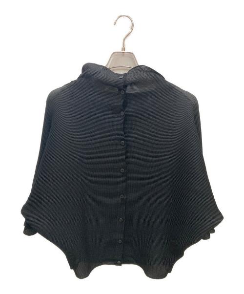 me ISSEY MIYAKE（ミーイッセイ ミヤケ）me ISSEY MIYAKE (ミーイッセイ ミヤケ) ストレッチプリーツ ハイネック ドルマンカーディガン ブラック サイズ:不明（実寸サイズをご確認ください）の古着・服飾アイテム