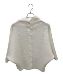me ISSEY MIYAKE（ミーイッセイ ミヤケ）の古着「ストレッチプリーツ ハイネック ドルマンカーディガン」｜ホワイト