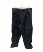 s'yteサイト）の古着「JACQUARD FRINGE STRIPE WIDE PANTS / ジャカード フリンジ ストライプ ワイドパンツ」｜ブラック