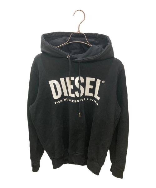DIESEL（ディーゼル）DIESEL (ディーゼル) ロゴプリントパーカー ブラック サイズ:Ｌの古着・服飾アイテム