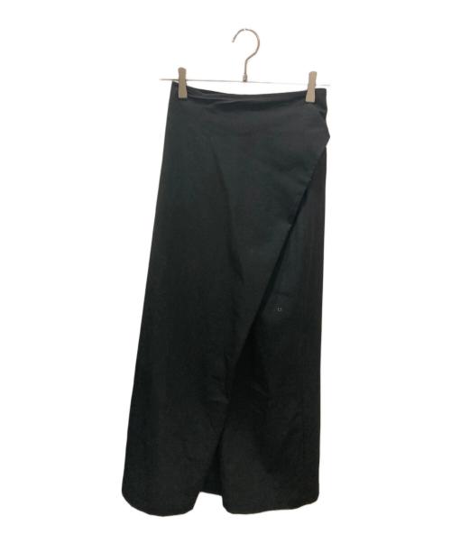 tricot COMME des GARCONS（トリココムデギャルソン）tricot COMME des GARCONS (トリココムデギャルソン) 90Sウール縮絨ラップデザインロングスカート / ギャバジン ブラック サイズ:Ｍの古着・服飾アイテム