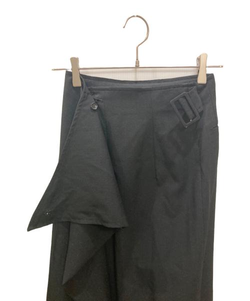 tricot COMME des GARCONS（トリココムデギャルソン）tricot COMME des GARCONS (トリココムデギャルソン) 90Sウール縮絨ラップデザインロングスカート / ギャバジン ブラック サイズ:Ｍの古着・服飾アイテム