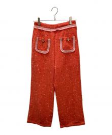 DREAM sister jane（ドリームシスタージェーン）の古着「Citrus Summer Tweed Trousers / ツイードパンツ」｜オレンジ