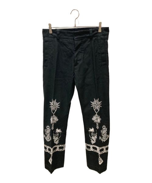 ALEXANDER McQUEEN（アレキサンダーマックイーン）ALEXANDER McQUEEN (アレキサンダーマックイーン) 刺繍パンツ ブラック サイズ:44の古着・服飾アイテム