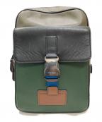 COACHコーチ）の古着「トラックパック レザー カラーブロック レザー ボディバッグ」｜カーキ