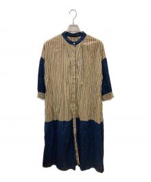 caliner（カリネ）の古着「ストライプシャツワンピース」｜ブラウン×ネイビー