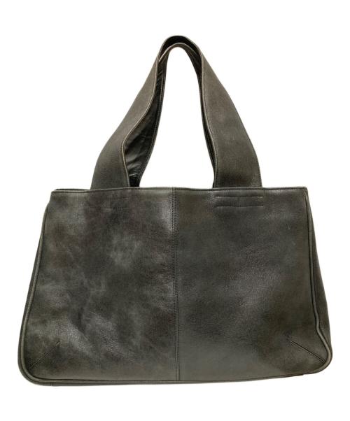 YOHJI YAMAMOTO（ヨウジヤマモト）YOHJI YAMAMOTO (ヨウジヤマモト) シャイニークラック加工レザートートバッグ ブラックの古着・服飾アイテム