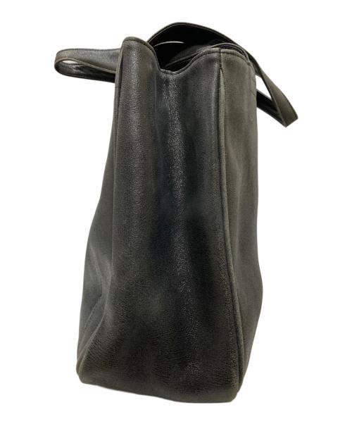 YOHJI YAMAMOTO（ヨウジヤマモト）YOHJI YAMAMOTO (ヨウジヤマモト) シャイニークラック加工レザートートバッグ ブラックの古着・服飾アイテム