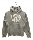 Champion REVERSE WEAVE×A BATHING APEチャンピオン リバース ウィーブ×アベイシングエイプ）の古着「カレッジ風プリントパーカー」｜グレー