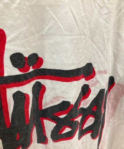stussy（ステューシー）stussy (ステューシー) 古着ラグランTシャツ ホワイト×レッド サイズ:Lの古着・服飾アイテム